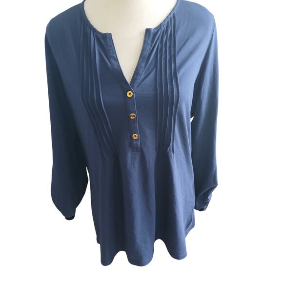 Lilly Pulitzer pleated cotton top gold buttons‎ large - Picture 1 of 6